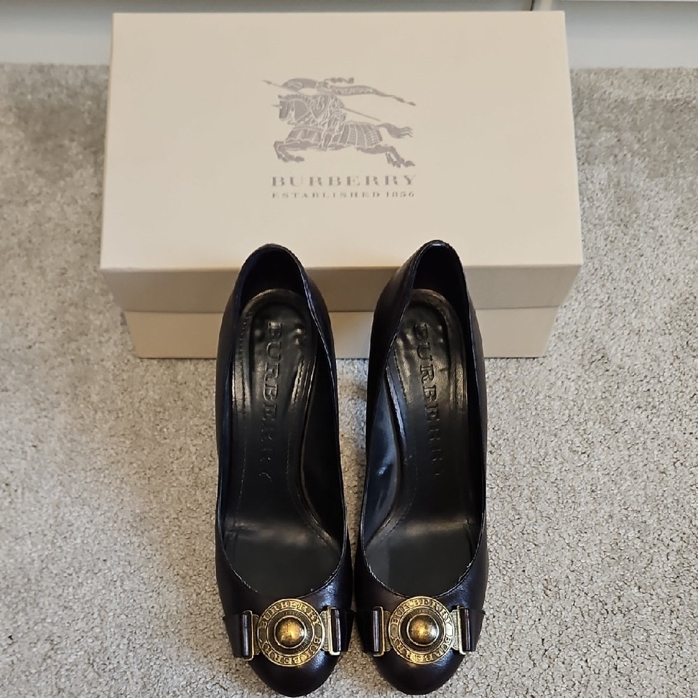 Burberry Brown and Gold Stiletto Heels